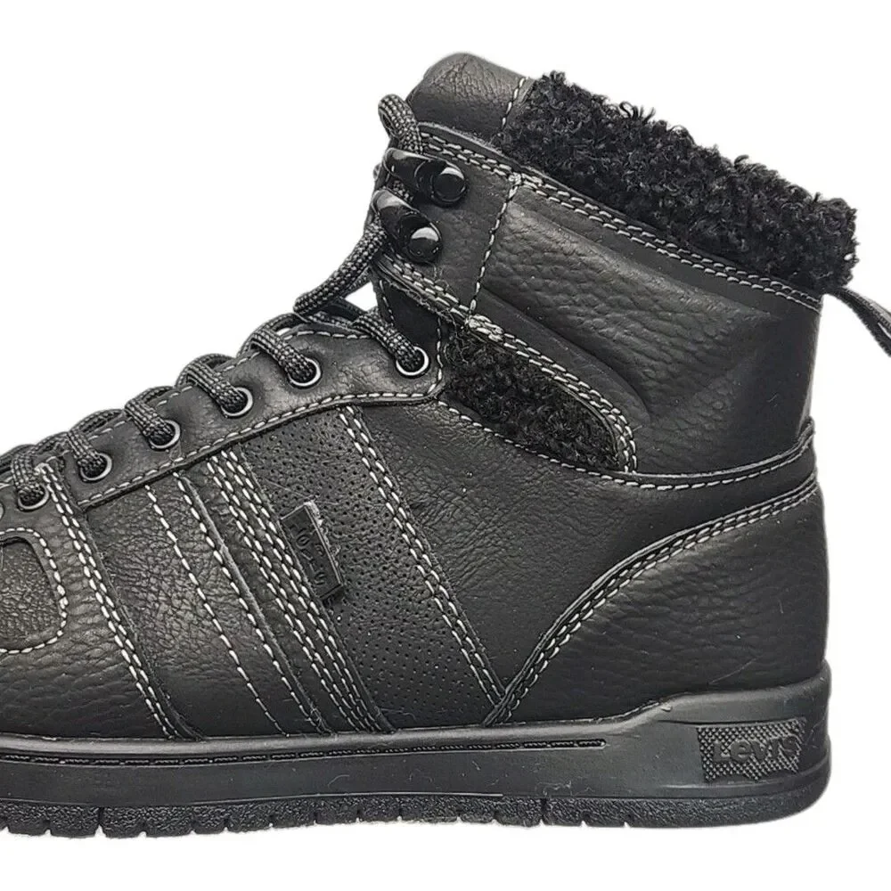 Levi's Sneaker Shoe Black High Top Sherpa Trim Women Size 9 Synthetic Lace-up
